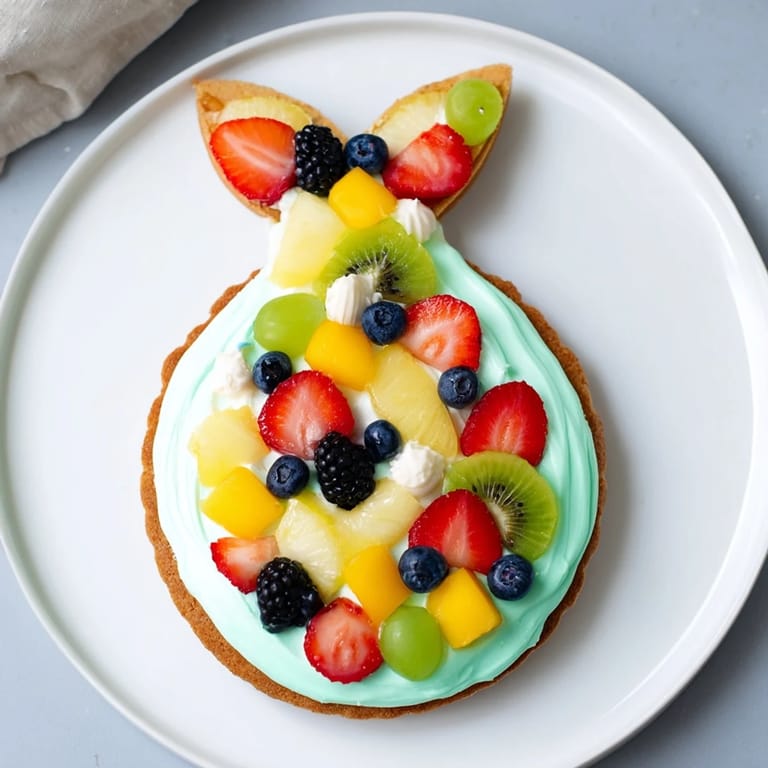 A close-up of a whimsical Under the Sea: Mermaid Tail Fruit Pizza with fresh, delicious toppings.