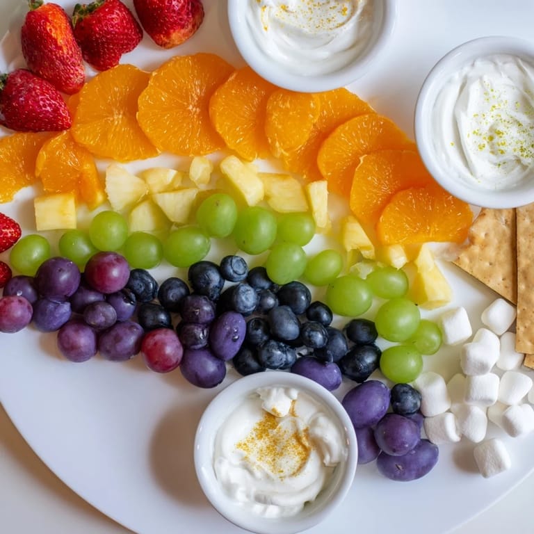 Beautifully arranged Magical Unicorn Rainbow Snack Board, perfect for sharing at kids' parties or festive snacks.