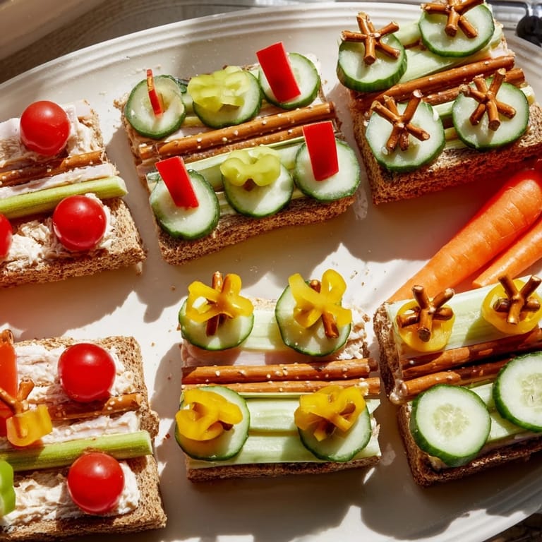 Imagine the creative train track sandwich board: a playful lunch of veggie-filled train car sandwiches.