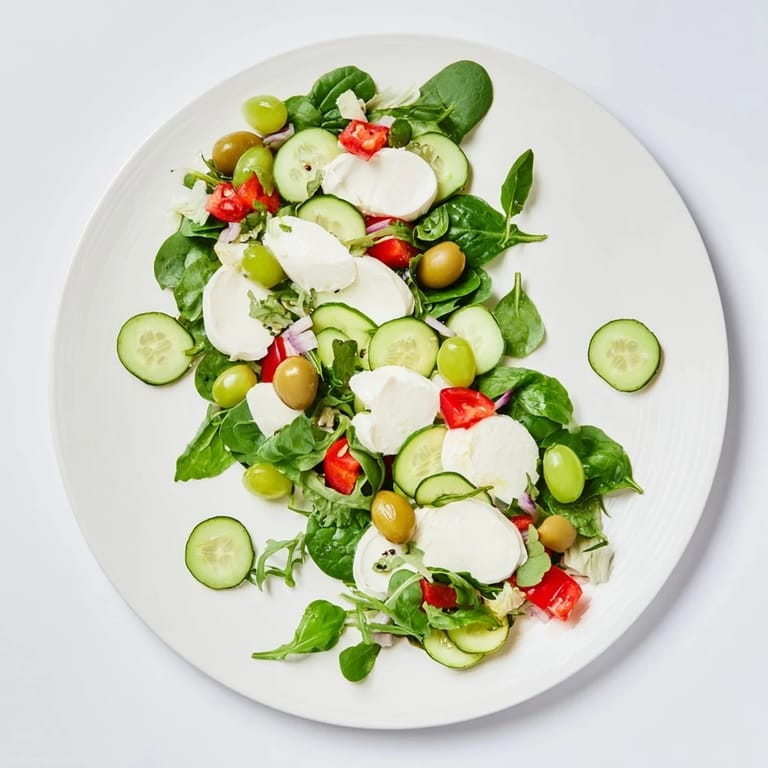 Freshly made Emerald Isle Greenscape salad, bursting with green flavors and vibrant textures for serving.