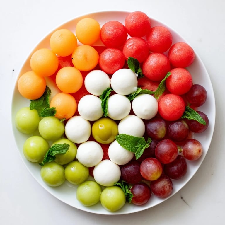 Taste the freshness: This Polka Dot Platter showcases various round bites served with mint.