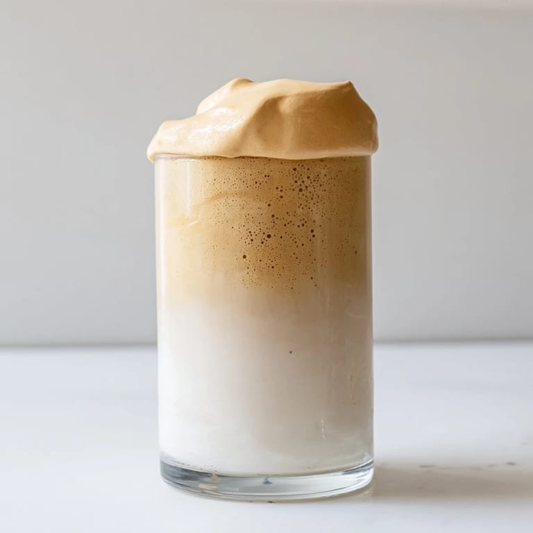 Make your own cafe-style beverage; the airy, whipped Dalgona coffee sits beautifully atop cold milk.