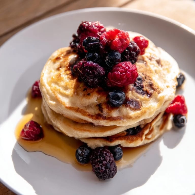 A stack of homemade brown banana pancakes steaming, perfect for a quick and easy breakfast treat.