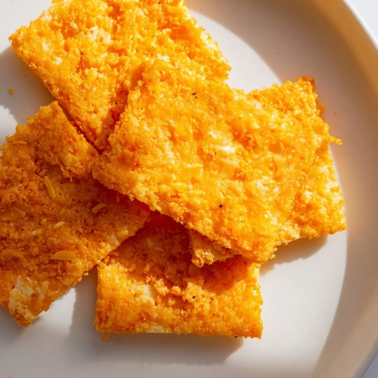 Freshly baked Crispy Cheeto Cheese Crackers: imagine the satisfying crunch of cheesy, homemade goodness.