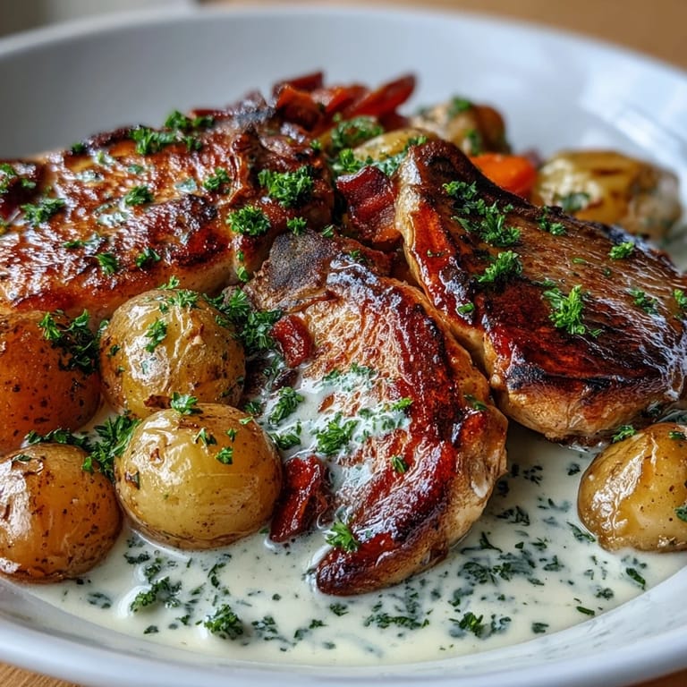 Slow-cooker Crockpot Ranch Pork Chops in rich ranch gravy beside fork-tender potatoes and carrots, perfect family dinner.