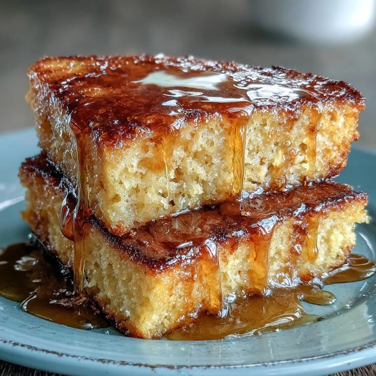 Moist and tender classic cornbread, freshly baked in a cast-iron skillet and topped with a dollop of sweet honey butter.