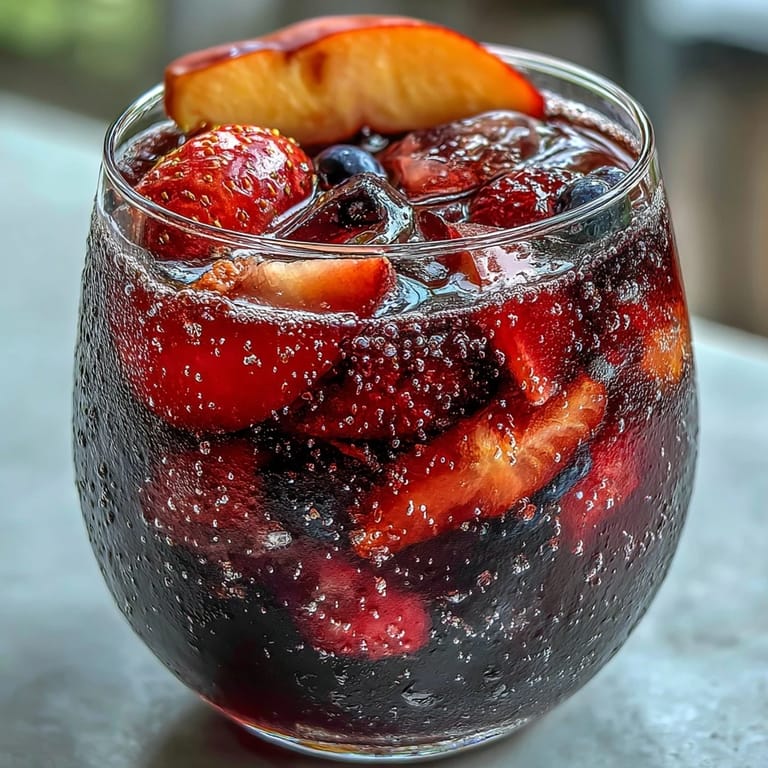 Beautifully garnished summer sangria mocktail ready to quench thirst.